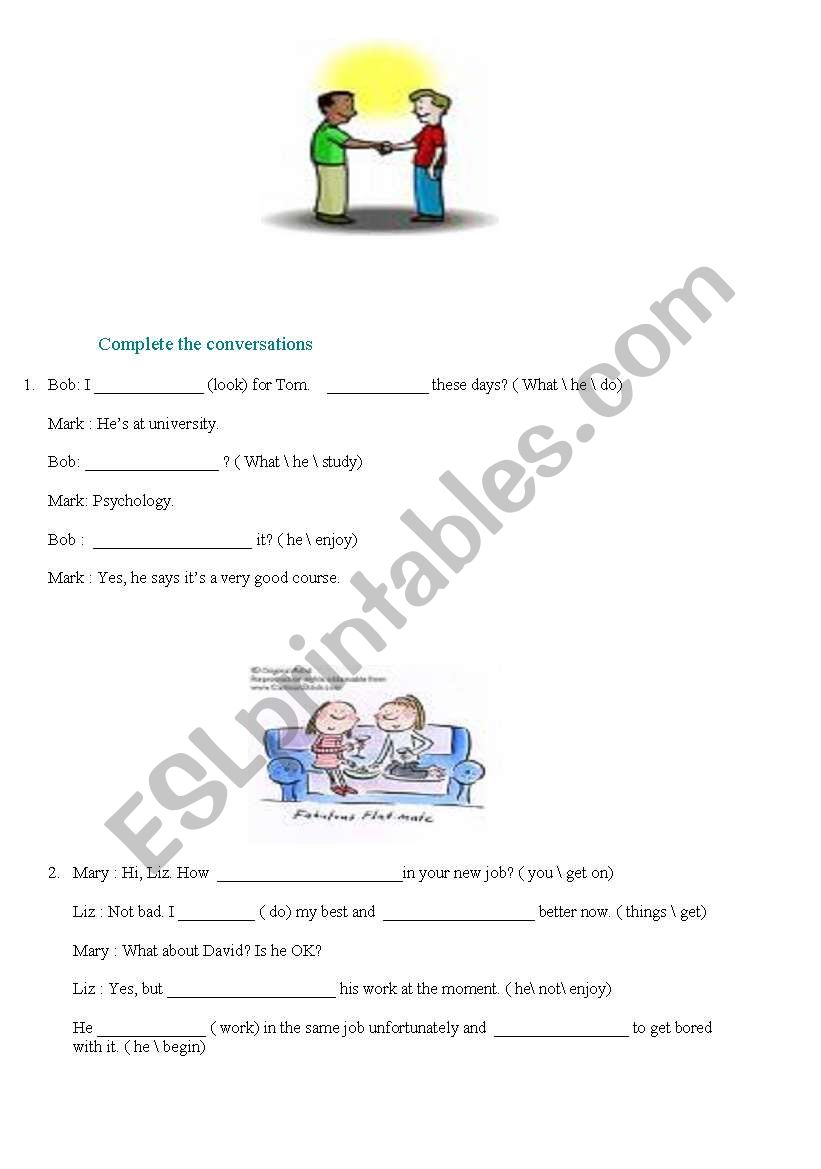 PRESENT CONTINOUS TENSE DIALOGUE.. I HOPE U LIKE IT. (2 PAGES)