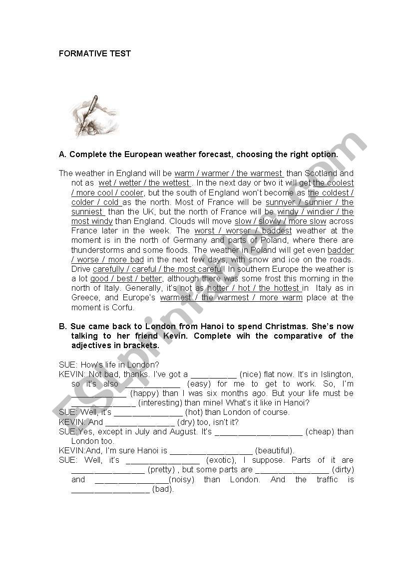 adjective degrees worksheet