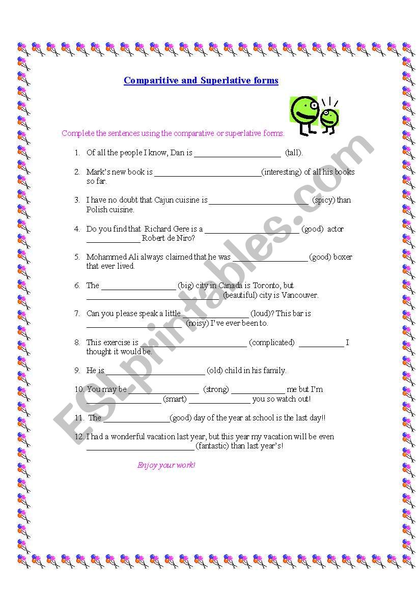 Comparative and superlative practice