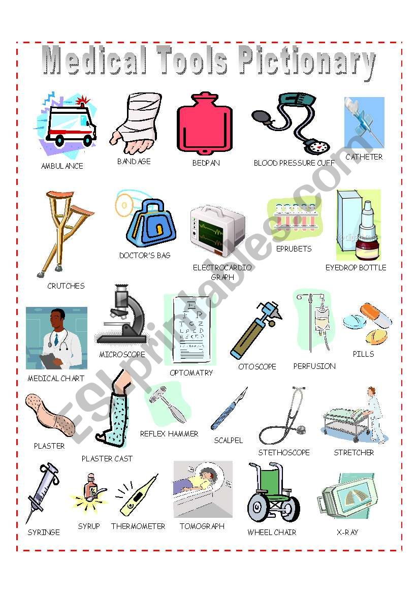 Medical Tools Pictionary worksheet