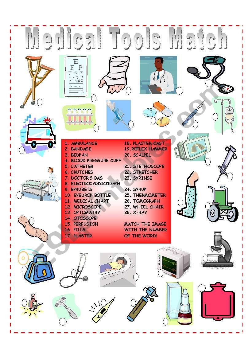 Medical Tools Matching worksheet