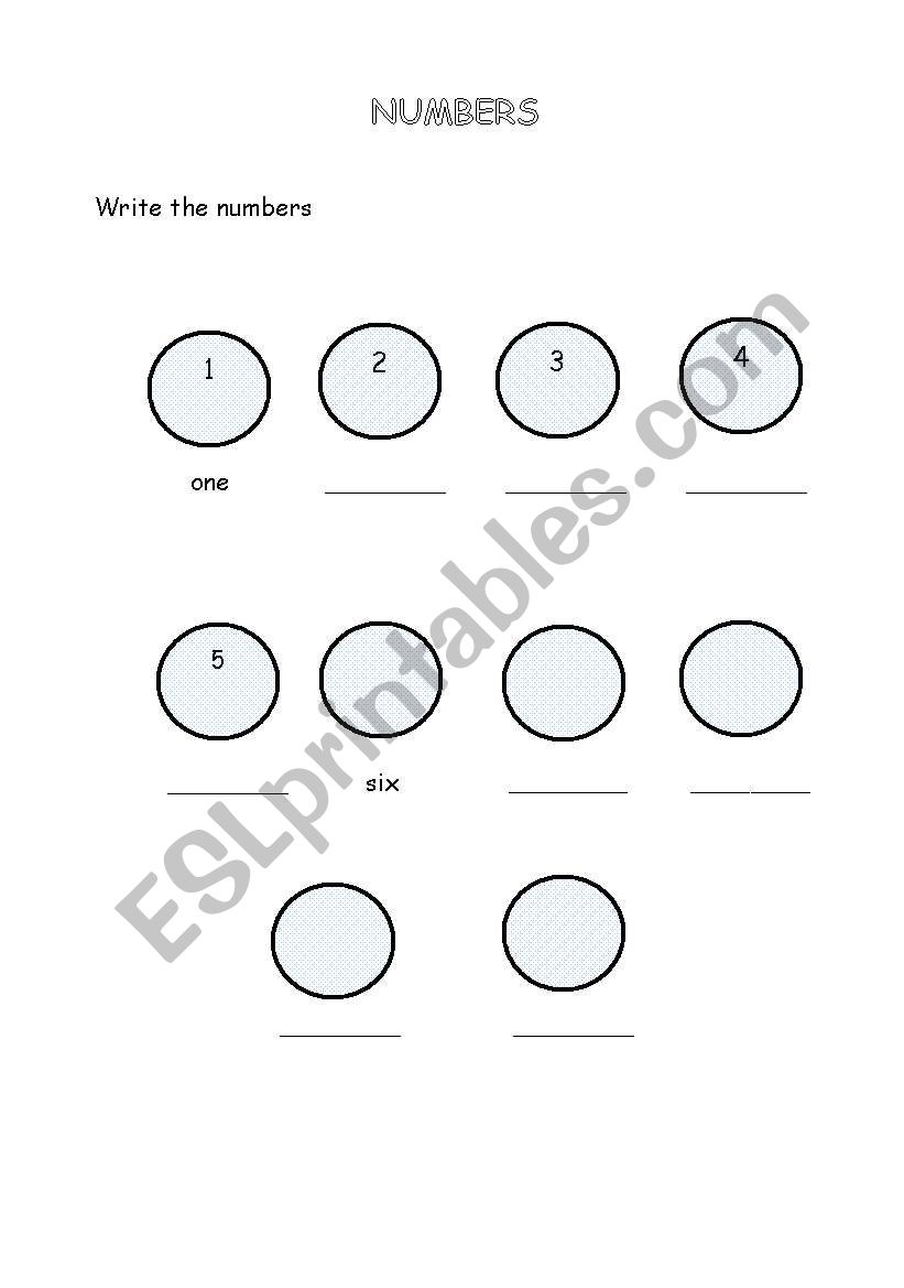 number bubbles 1 to 10 worksheet