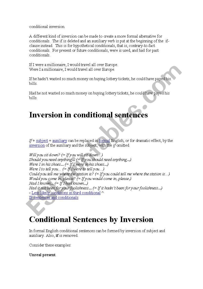 conditional sentences with subject-verb inversion