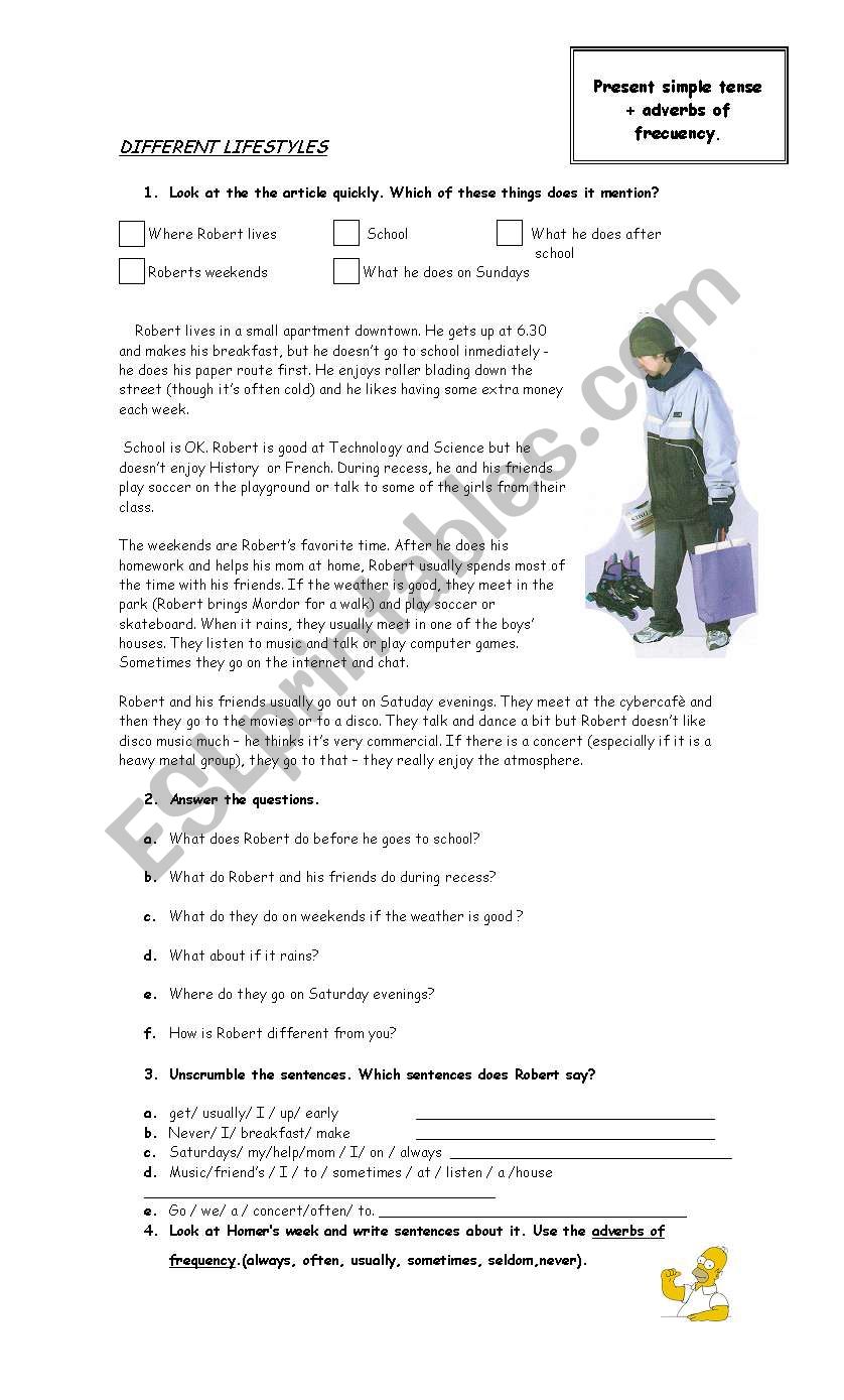 Present simple tense  worksheet