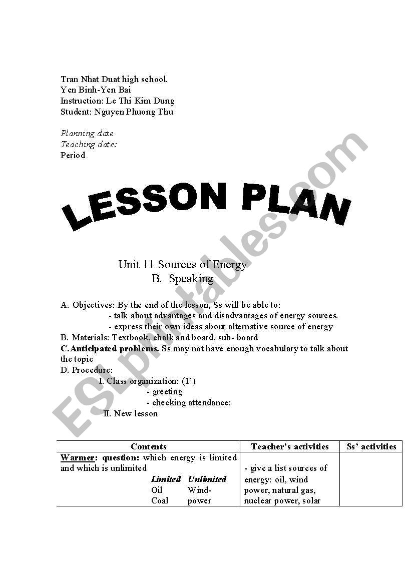 lesson plan  worksheet