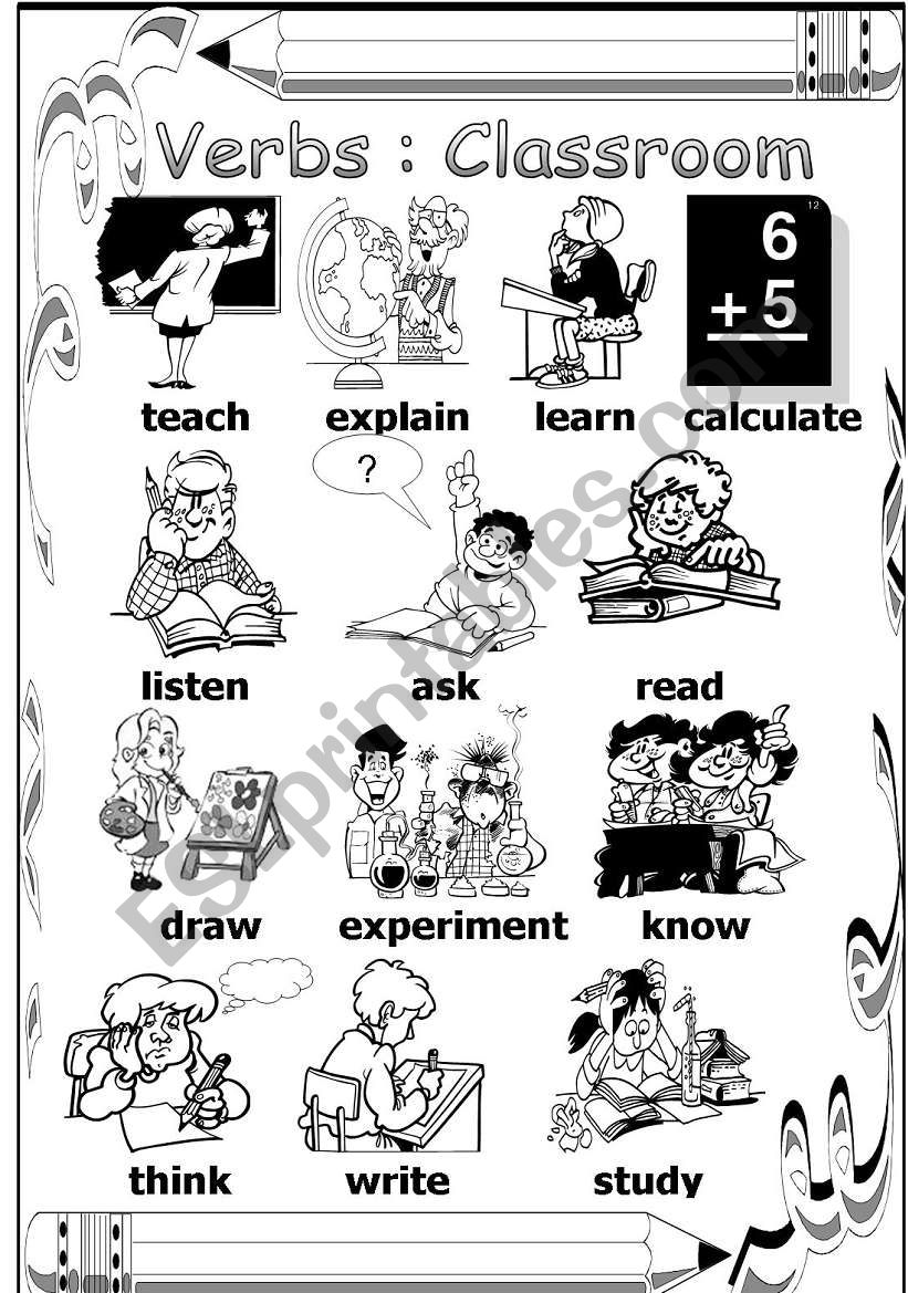 Verbs: Classroom worksheet