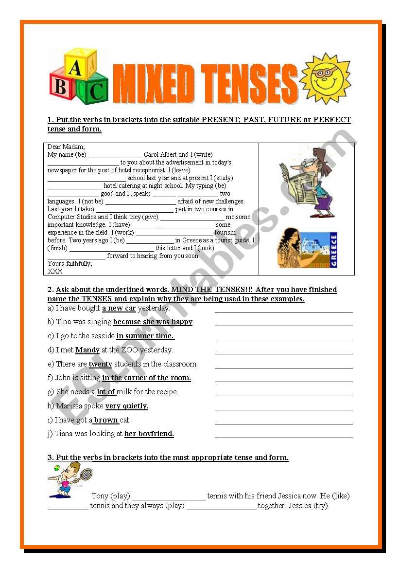 mixed tenses worksheet