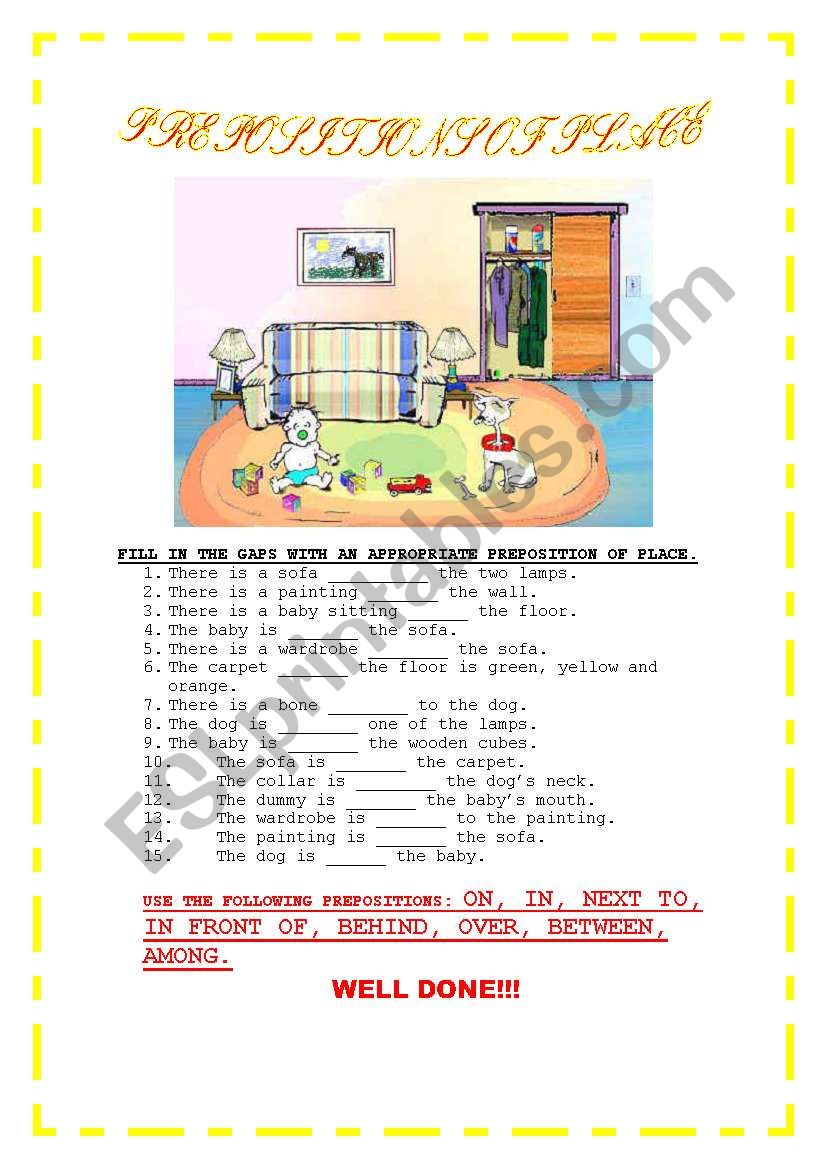 PREPOSITIONS OF PLACE worksheet