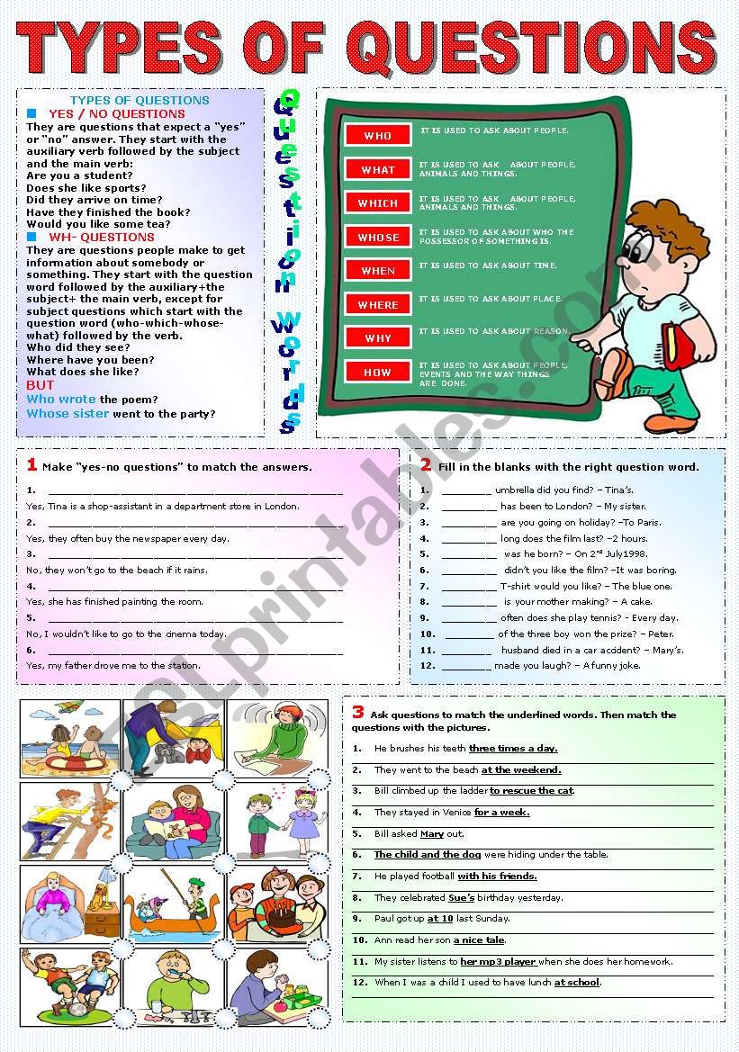 TYPES OF QUESTIONS worksheet