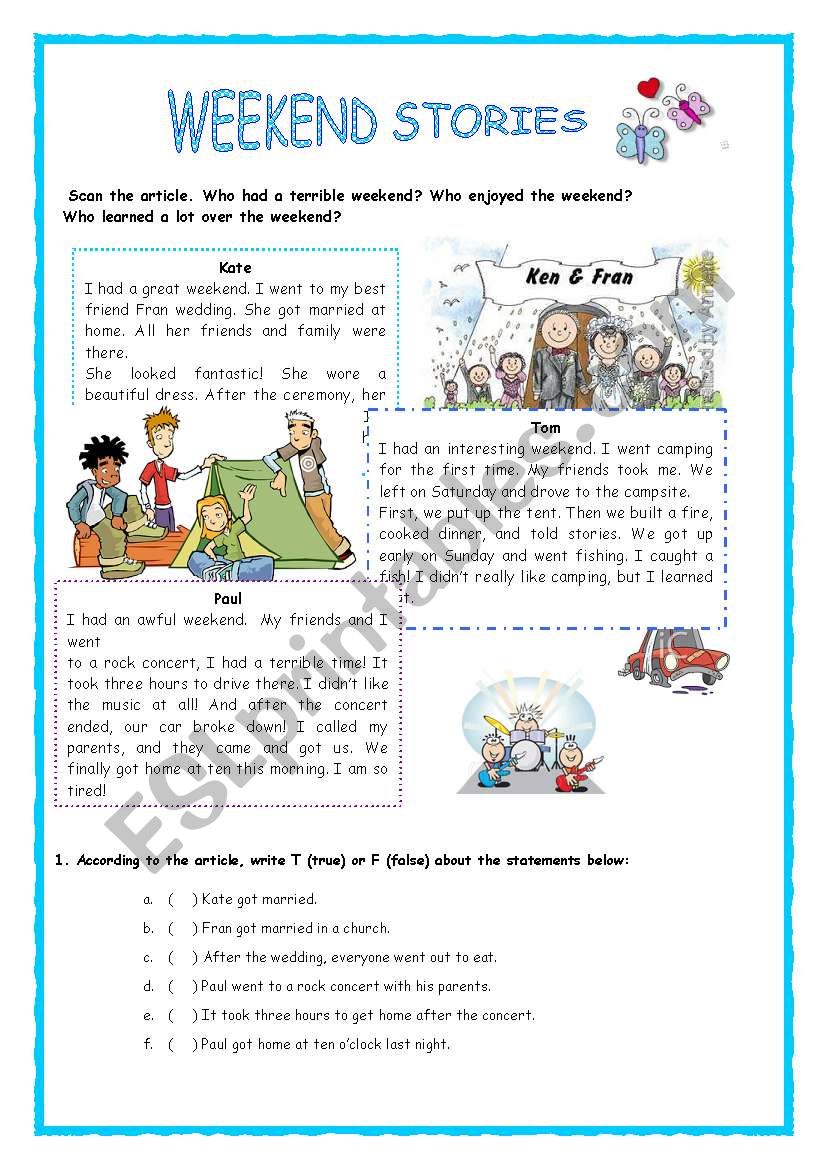 Worksheet to practise the past simple.