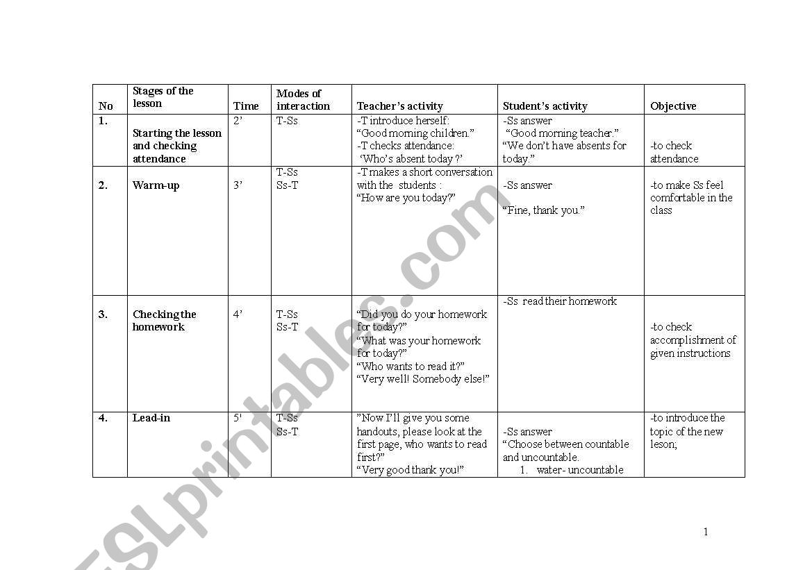 lesson plan worksheet