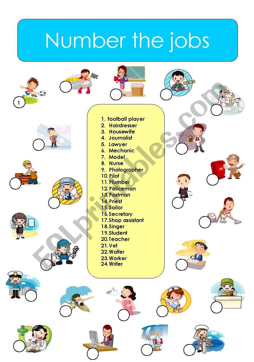 Number the jobs worksheet