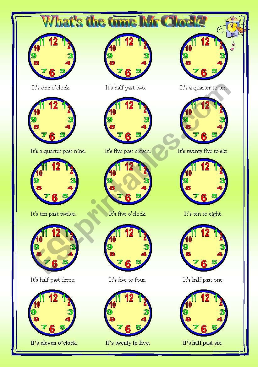WhatÂ´s the time Mr. Clock? - worksheet