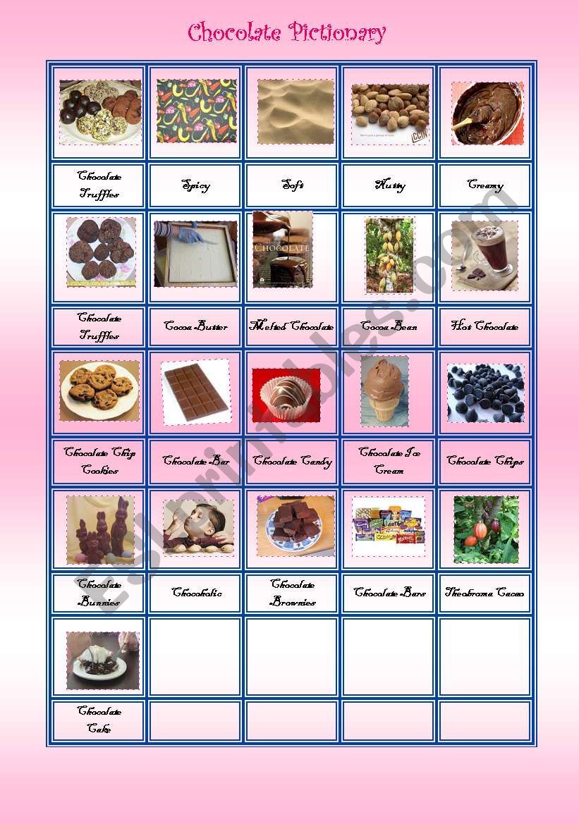 Chocolate Pictionary worksheet