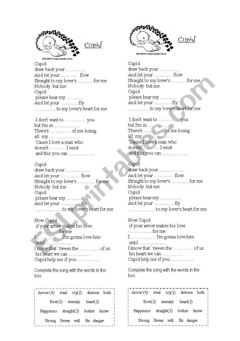 cupid song worksheet