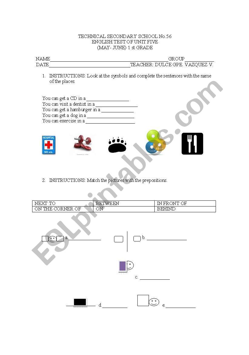 LOCATION TEST worksheet