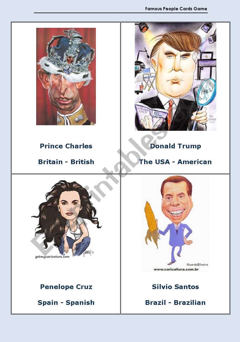 Famous People Cards Game - set 2