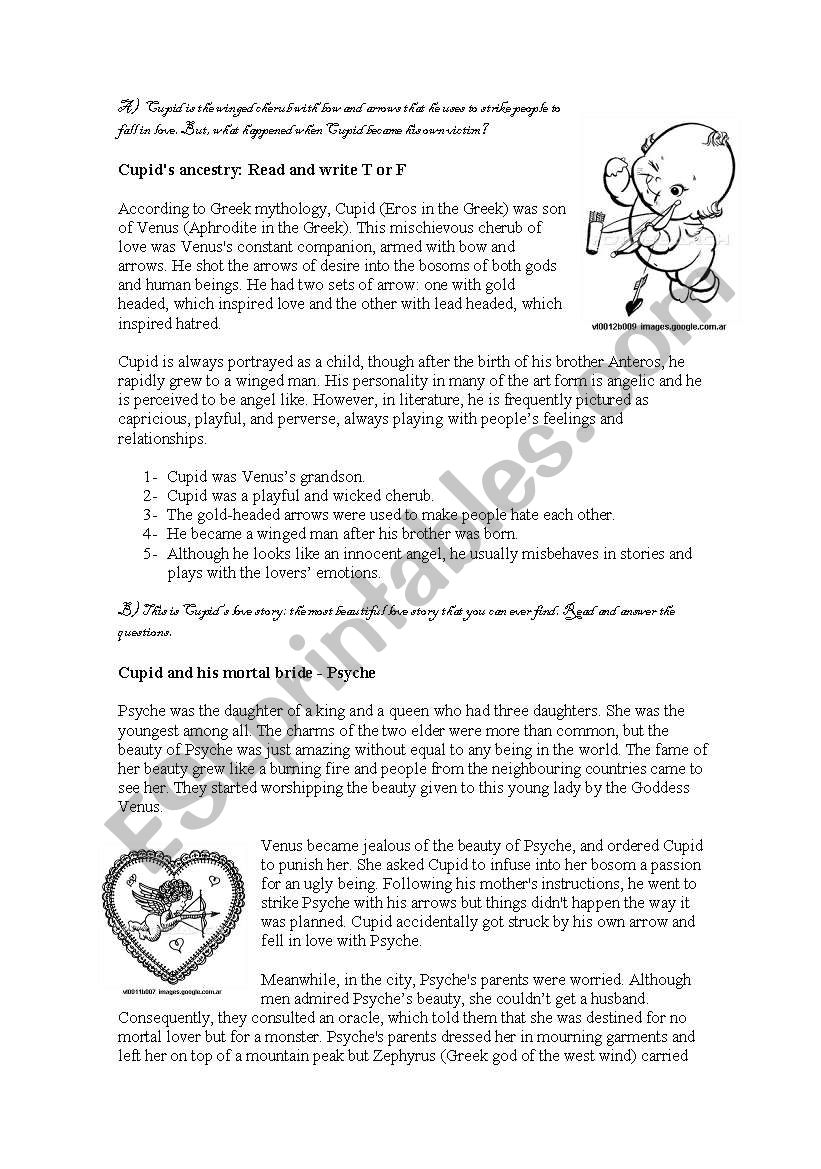 cupid reading activity-grammar activity