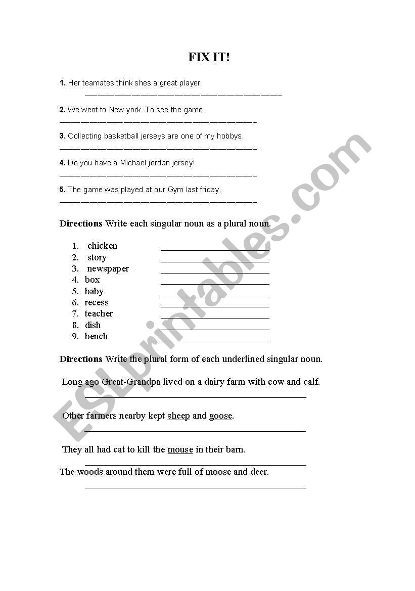 Fix it worksheet