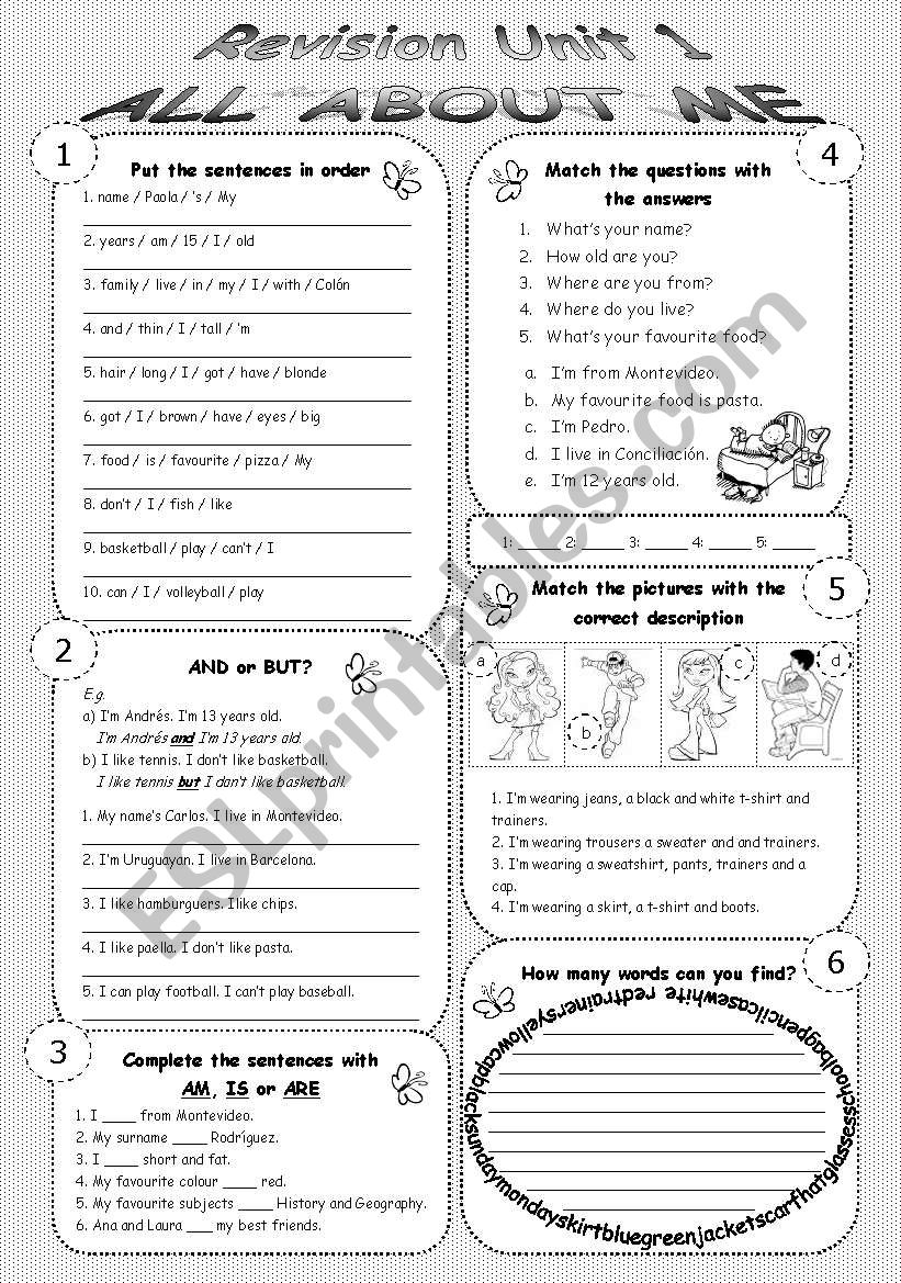 General revision Unit 1 ALL ABOUT ME