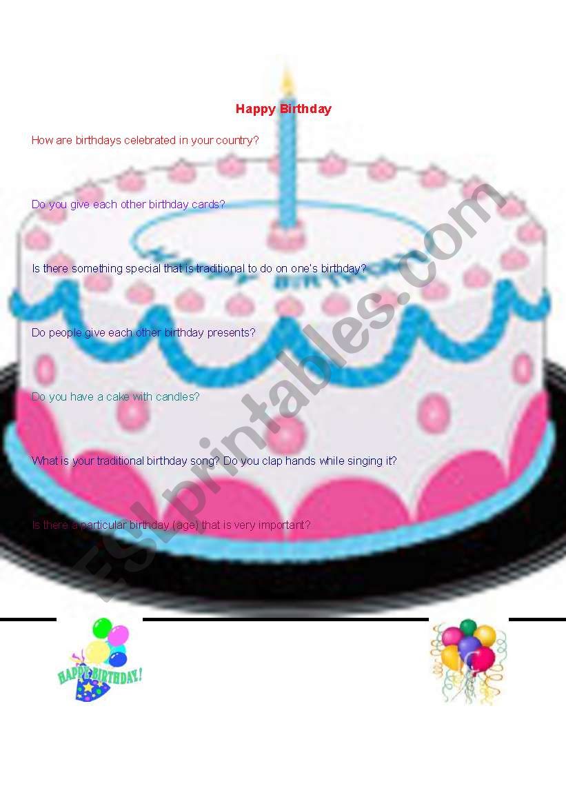 Birthdays Around the World worksheet