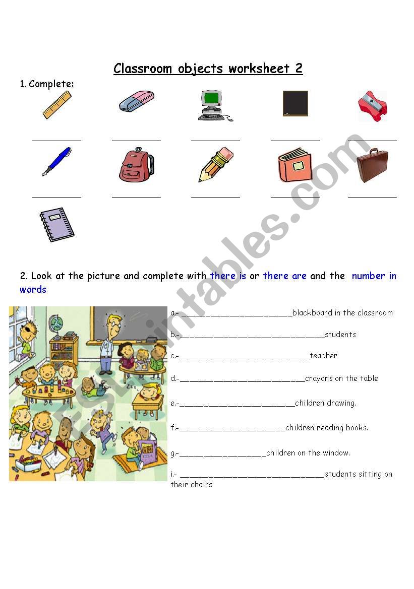 Classroom objects 2  worksheet