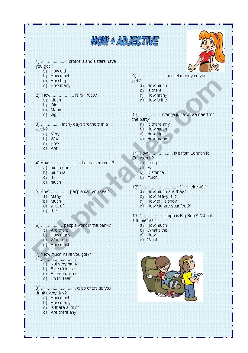 how+ adjective worksheet