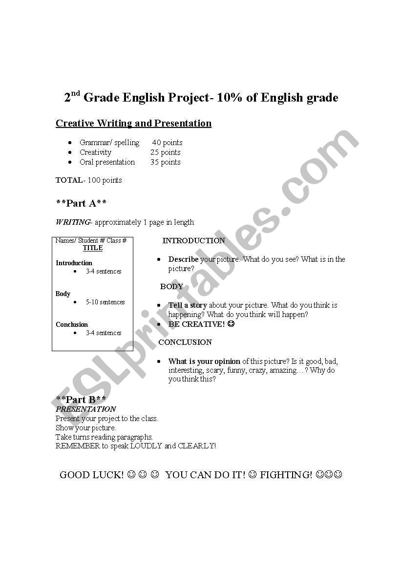 High School ESL writing project