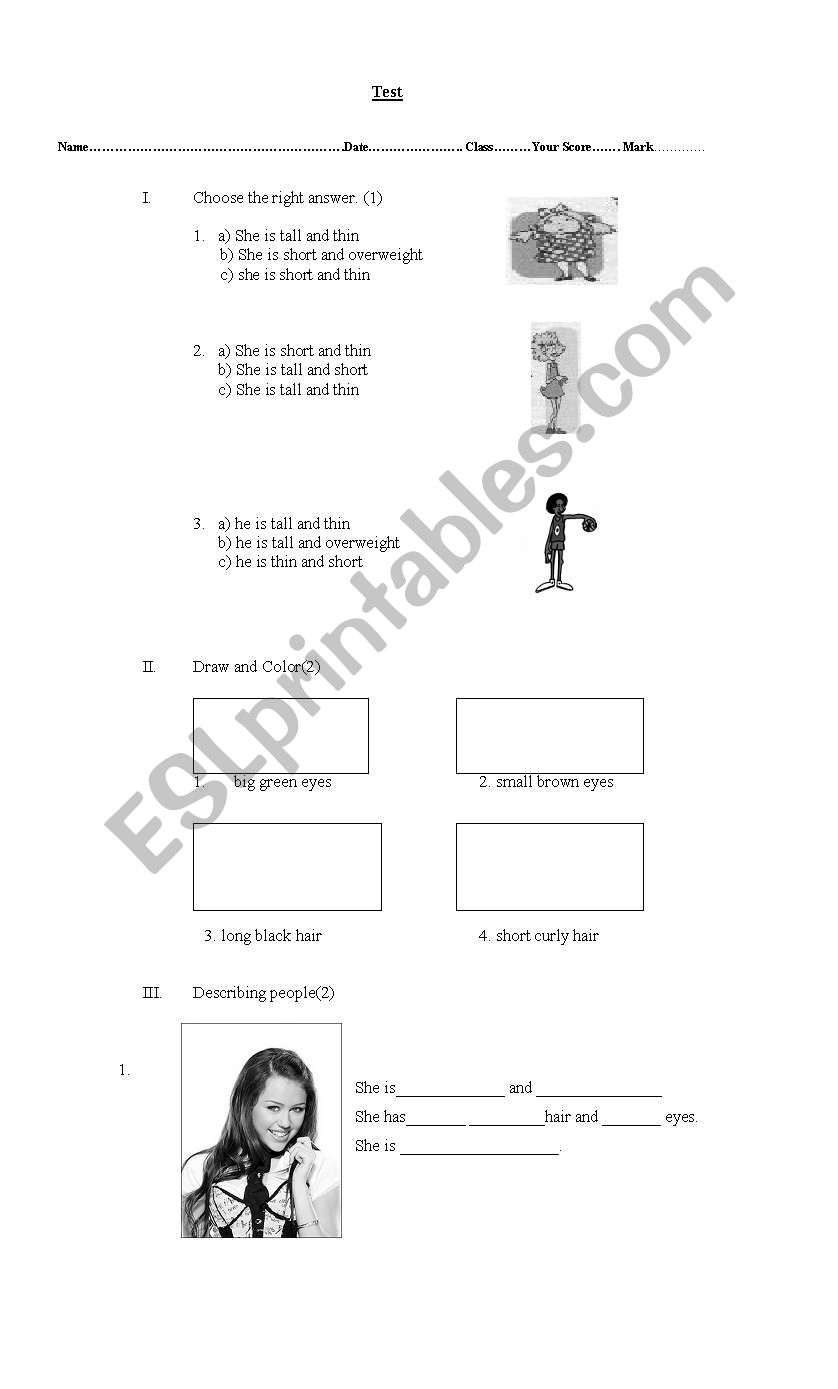 Physical description worksheet