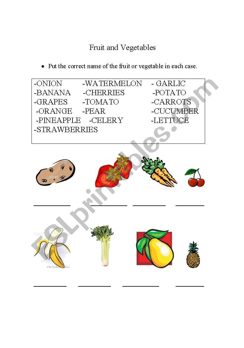 Fruit and Vegetables worksheet