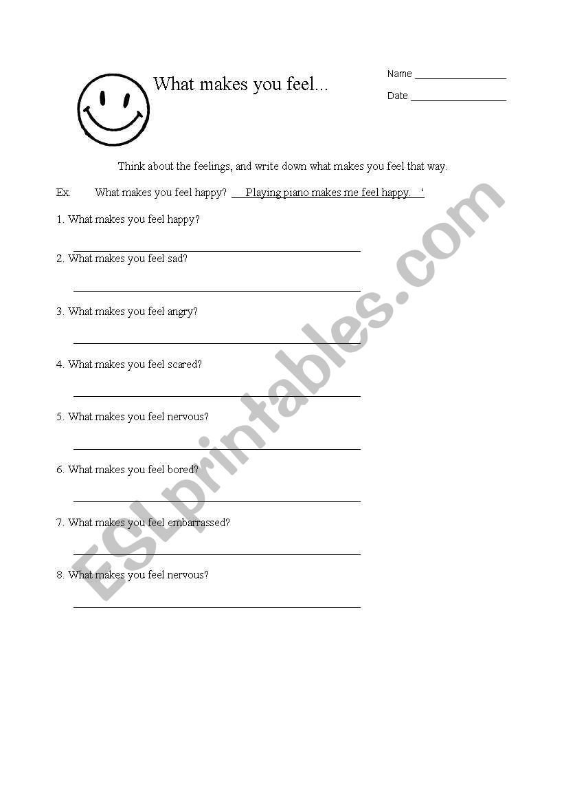 What makes you feel... worksheet