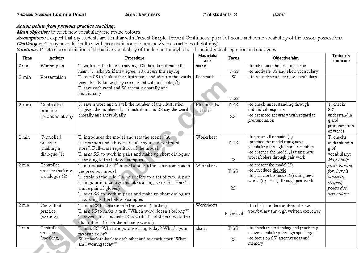  Clothes worksheet