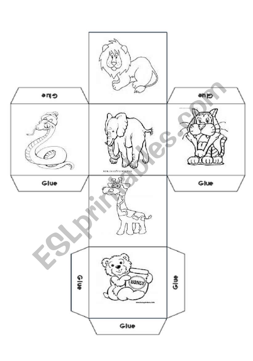 wild animal dice worksheet