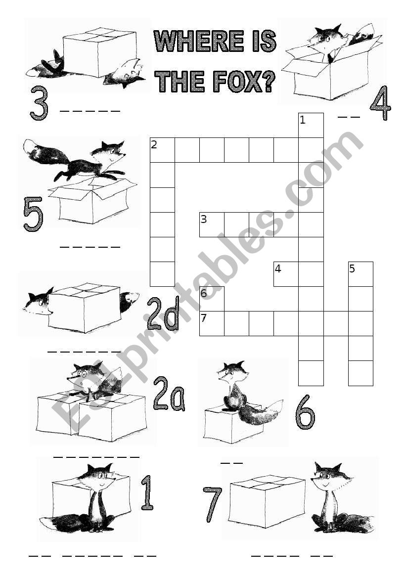 WHERE IS THE FOX? CROSSWORD worksheet