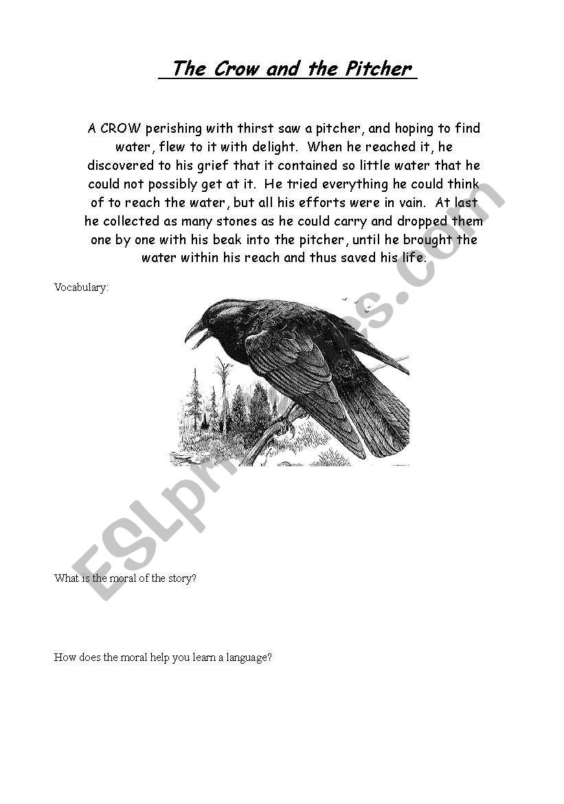 The Crow and the Pitcher worksheet