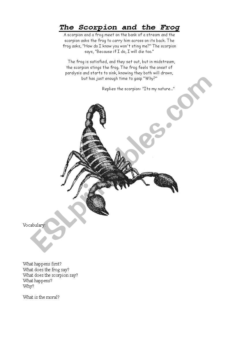 The Scorpion and the Frog worksheet