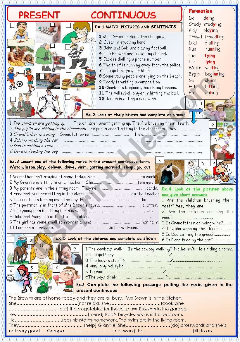 Present continuous worksheet