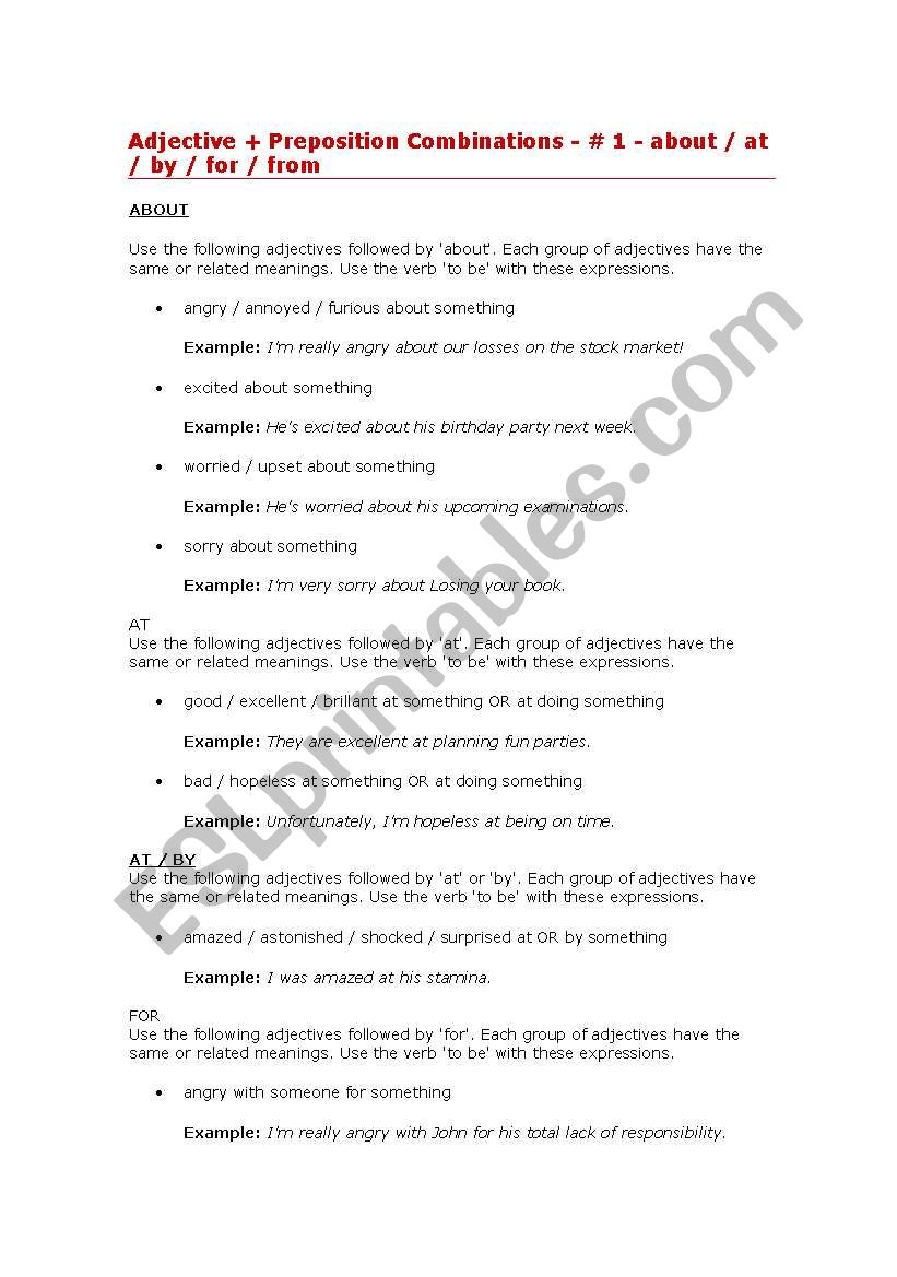 Adjectices worksheet