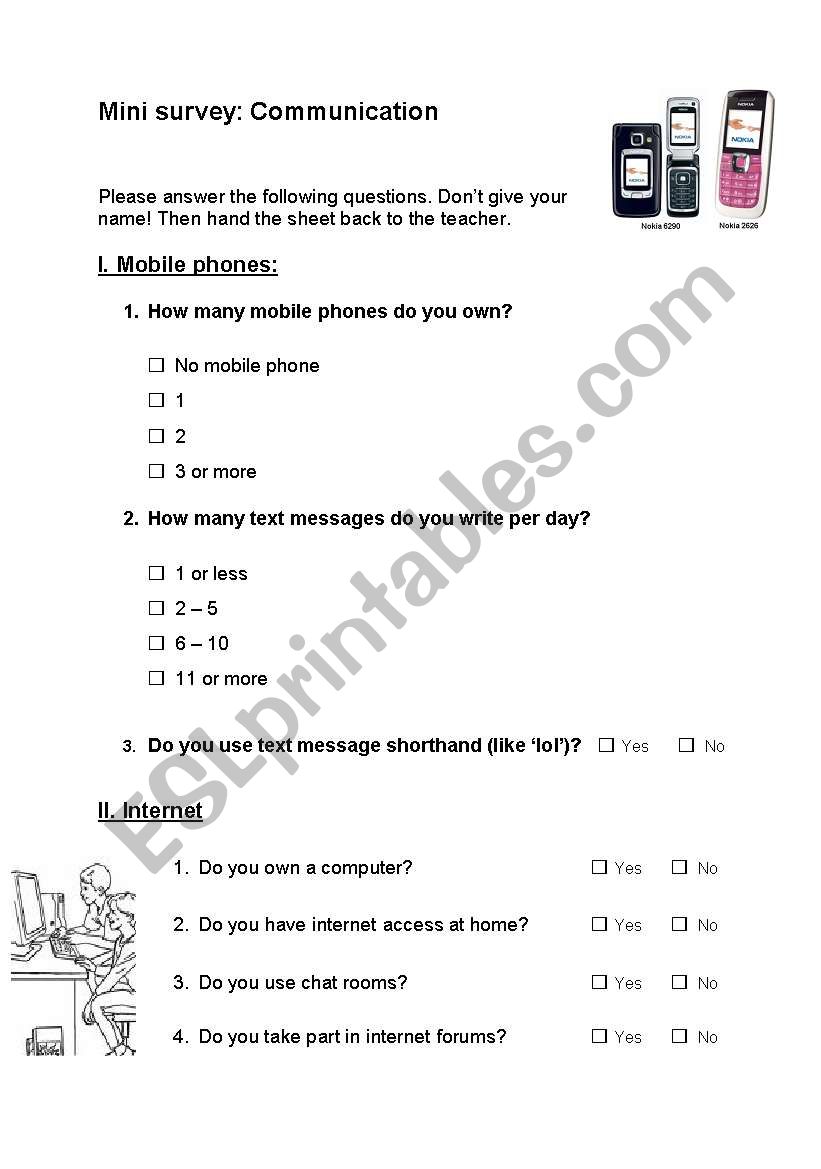 Communication survey worksheet