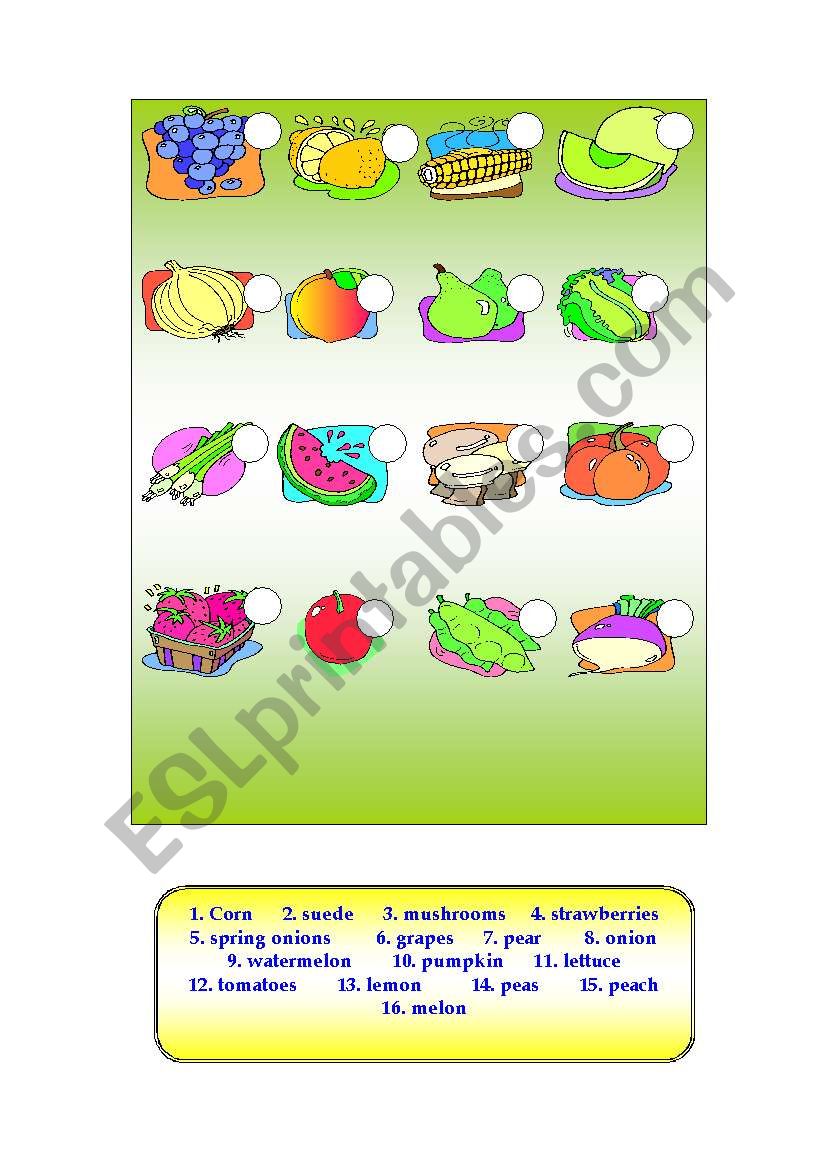 Fruit and vegetables worksheet