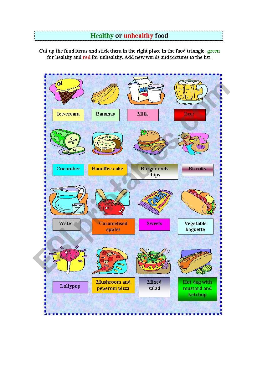 Healthy food worksheet