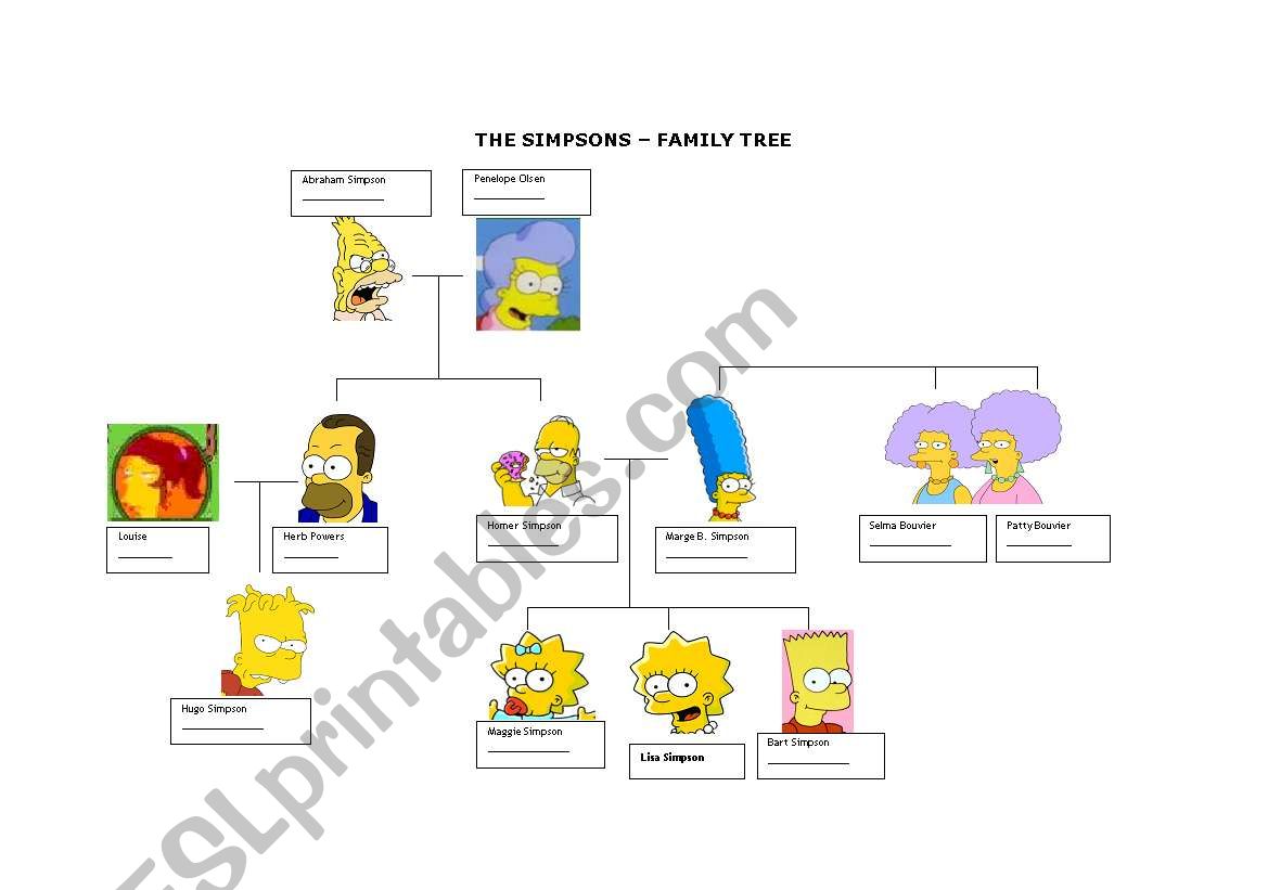 THE SIMPSONS - FAMILY TREE worksheet