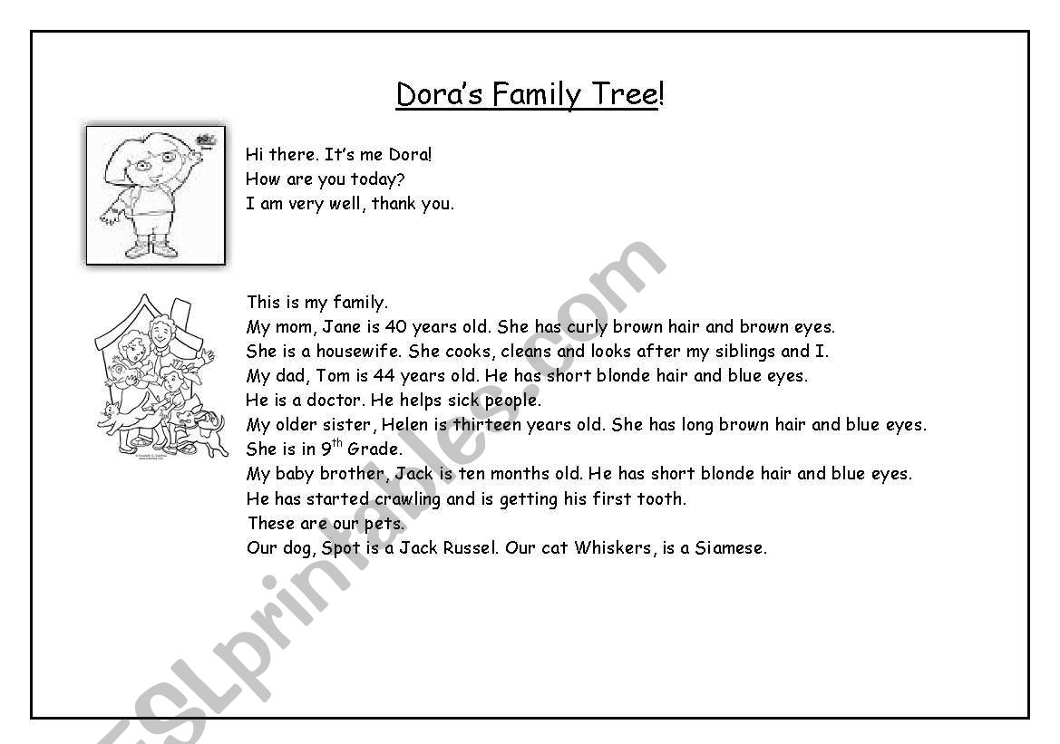 Doras Family Tree worksheet