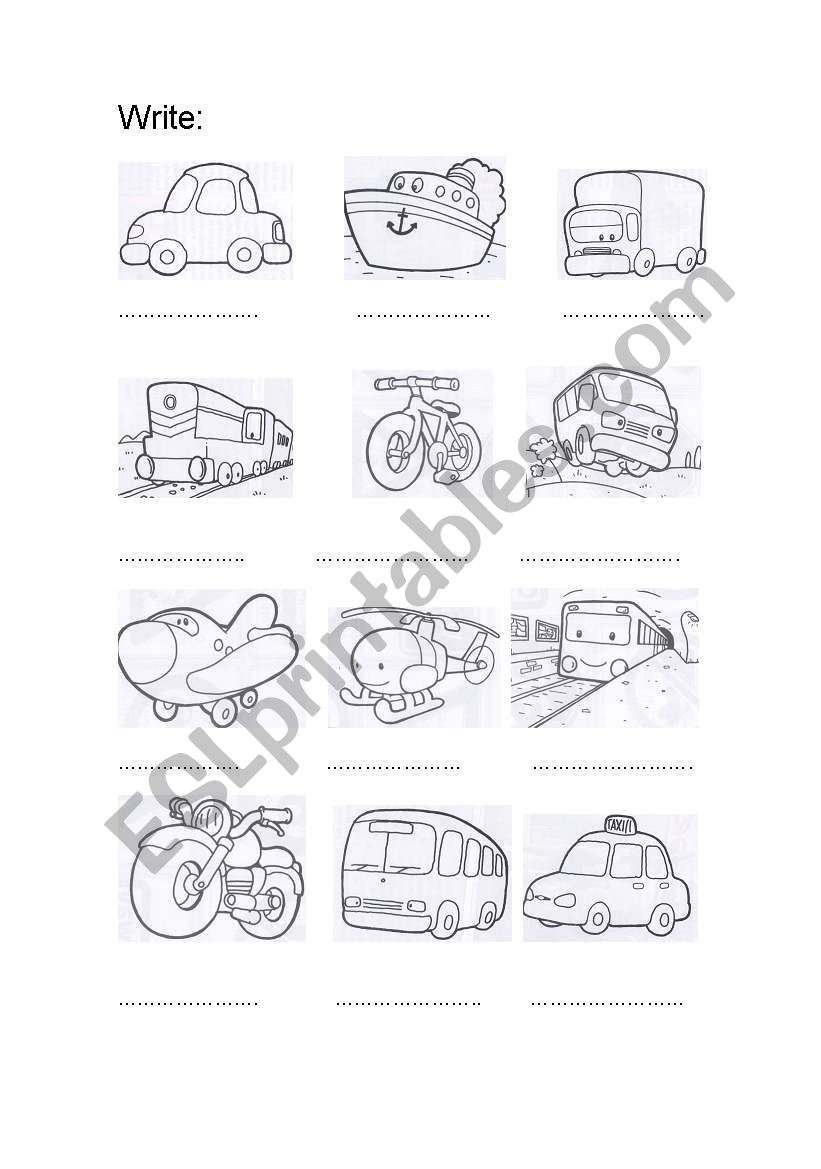 transports. worksheet