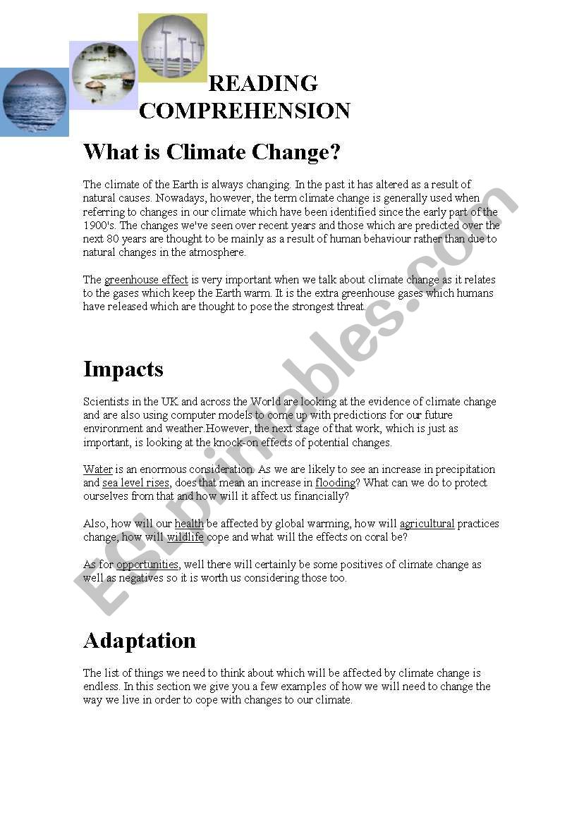 What is climate change? worksheet