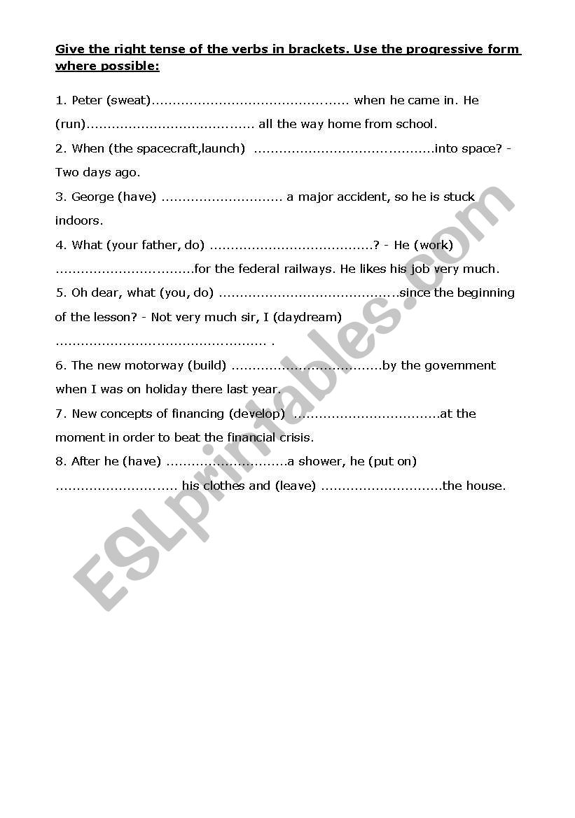 Simple or progressive? worksheet