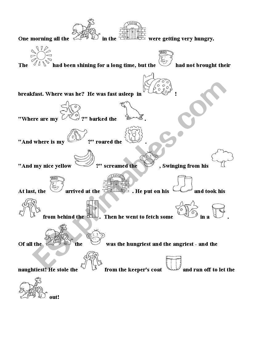 text about zoo with pictures worksheet