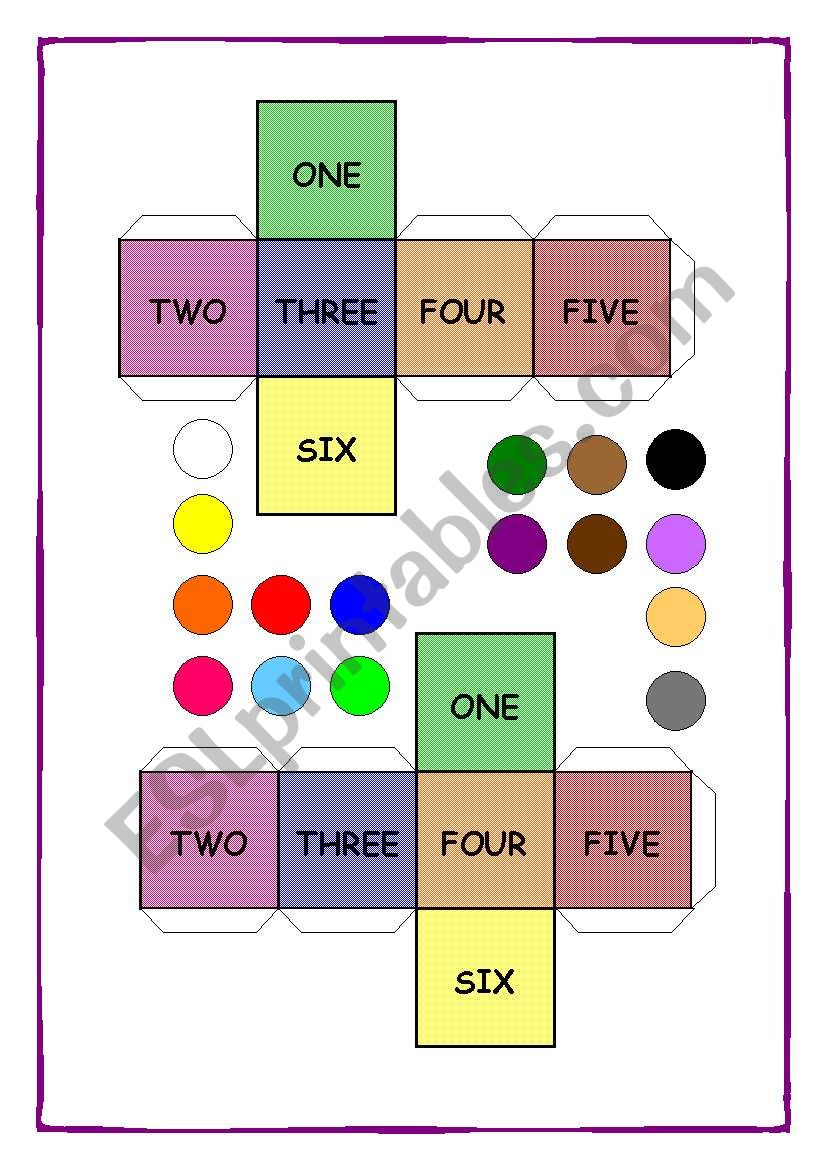 DICE  AND PLAYING PIECES worksheet