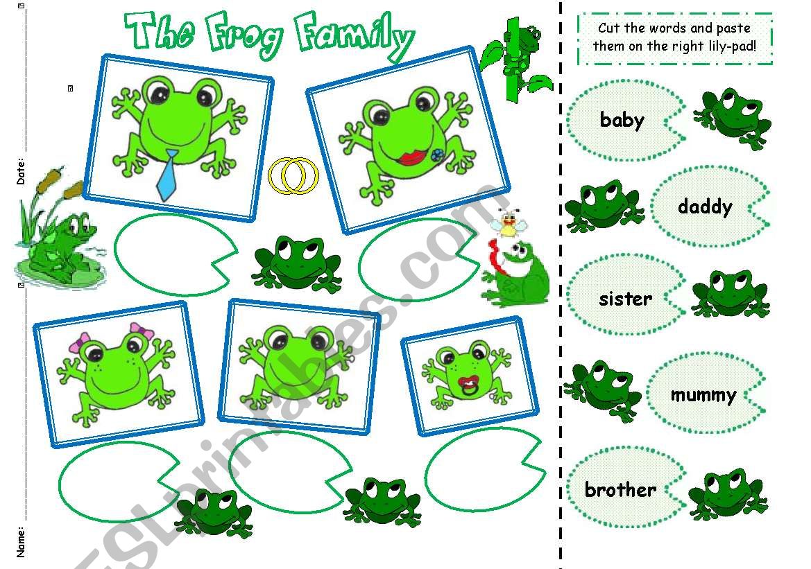 The Frog Family - cut & paste worksheet