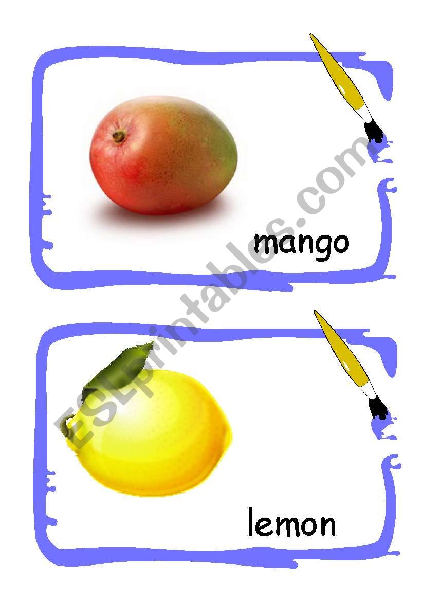 Fruits flashcards 4 worksheet